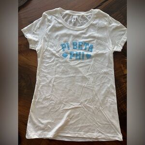 Pi Beta Phi White Tee with Blue Graphic
